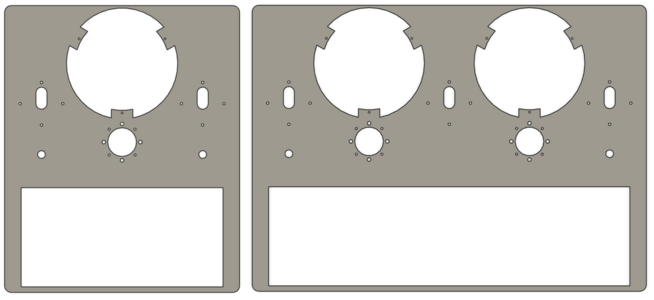 Bodenplatten der 1-Zylinder-Maschine (links) und 2-Zylinder-Maschine (rechts)